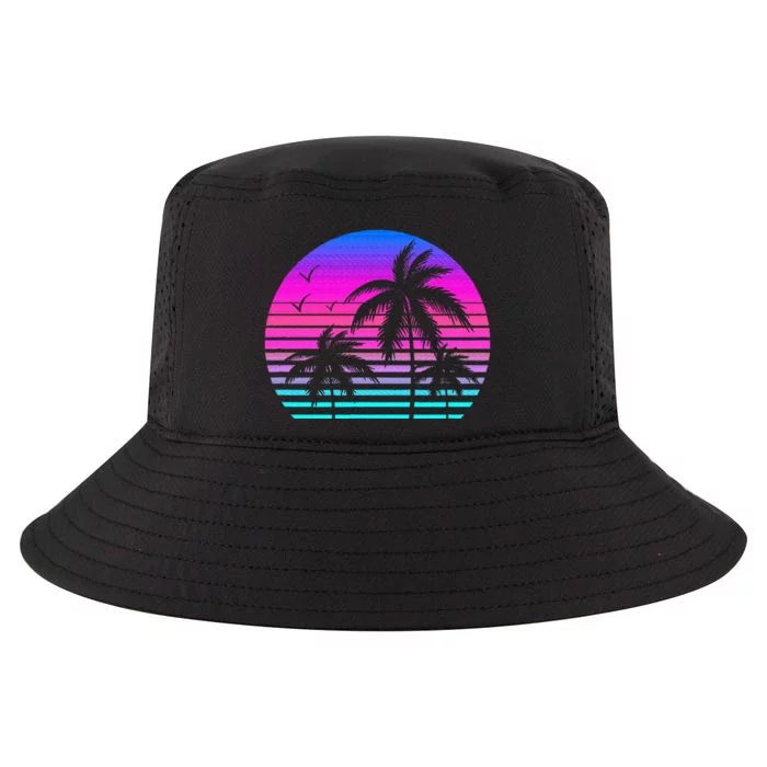 Sunset Palm Tree Cool Summer Vacation Style Vaporwave Cool Comfort Performance Bucket Hat