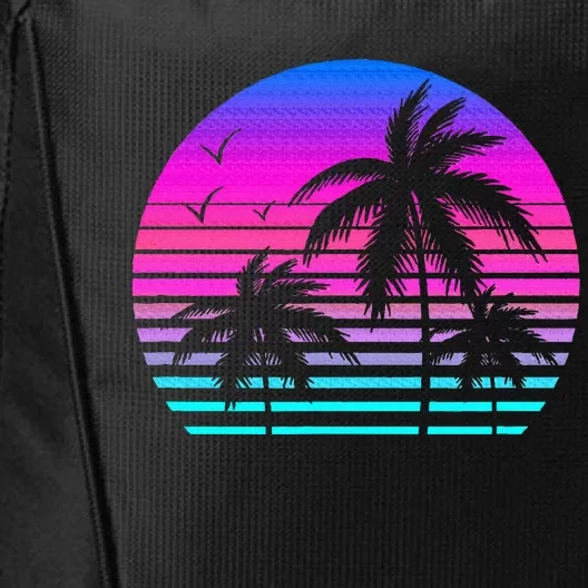 Sunset Palm Tree Cool Summer Vacation Style Vaporwave City Backpack