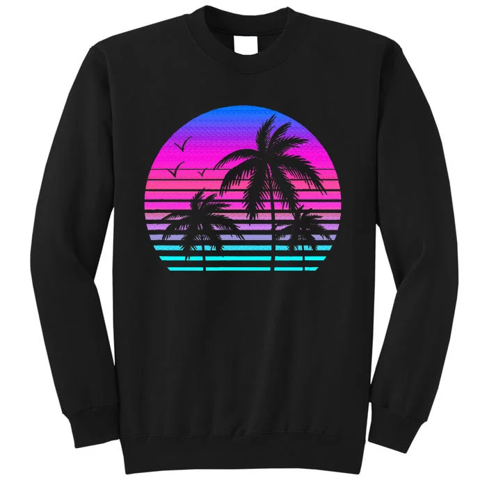 Sunset Palm Tree Cool Summer Vacation Style Vaporwave Tall Sweatshirt