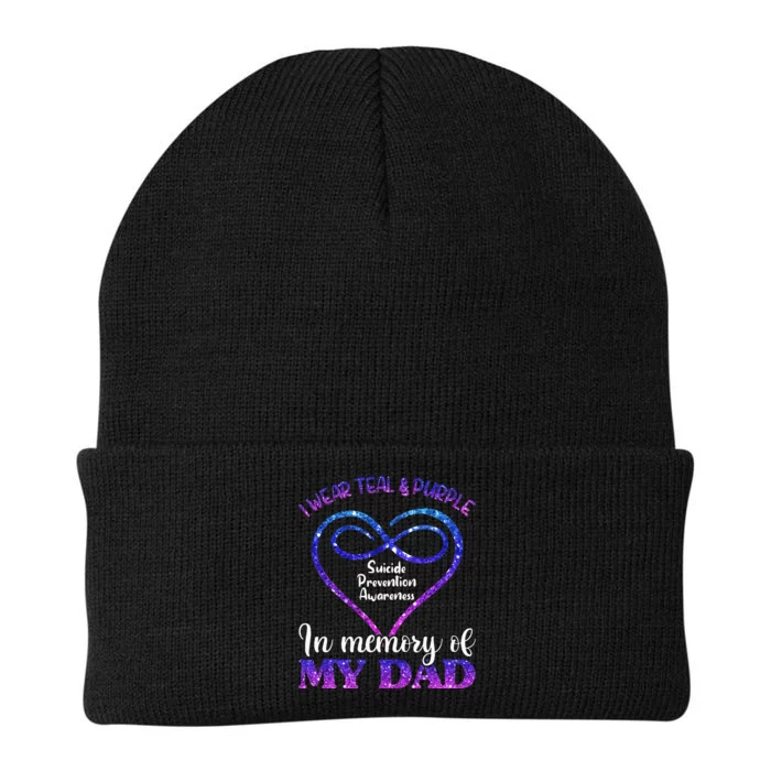 Suicide Prevention Teal & Purple In Memory Of My Dad Knit Cap Winter Beanie