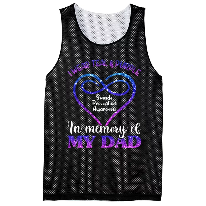 Suicide Prevention Teal & Purple In Memory Of My Dad Mesh Reversible Basketball Jersey Tank