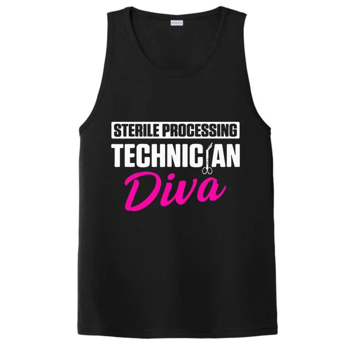 Sterile Processing Technician Diva Funny Tech Performance Tank