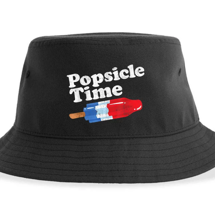 Summer Popsicle Time Funny Bomb Retro 80s Pop Vacation Gift Sustainable Bucket Hat