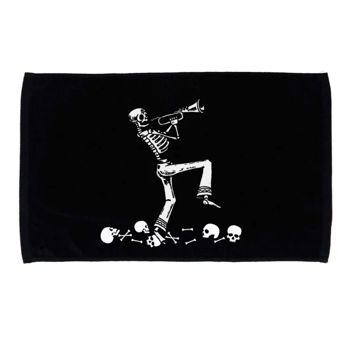 Skeleton Playing Trumpet Instruments Musician Halloween Microfiber Hand Towel