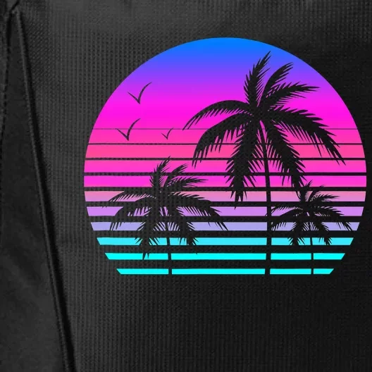 Sunset Palm Tree Cool Summer Vacation Style Vaporwave City Backpack