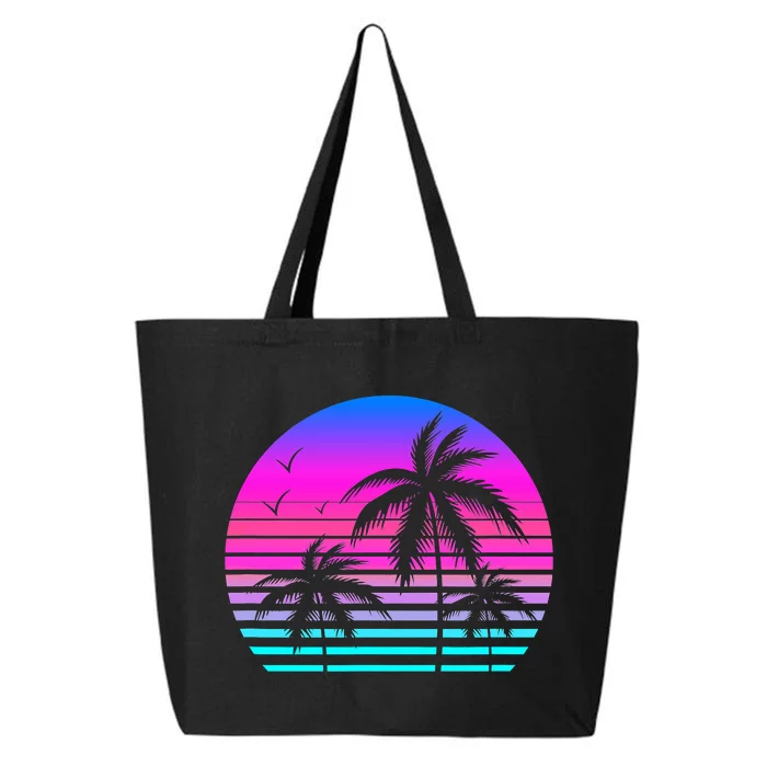 Sunset Palm Tree Cool Summer Vacation Style Vaporwave 25L Jumbo Tote