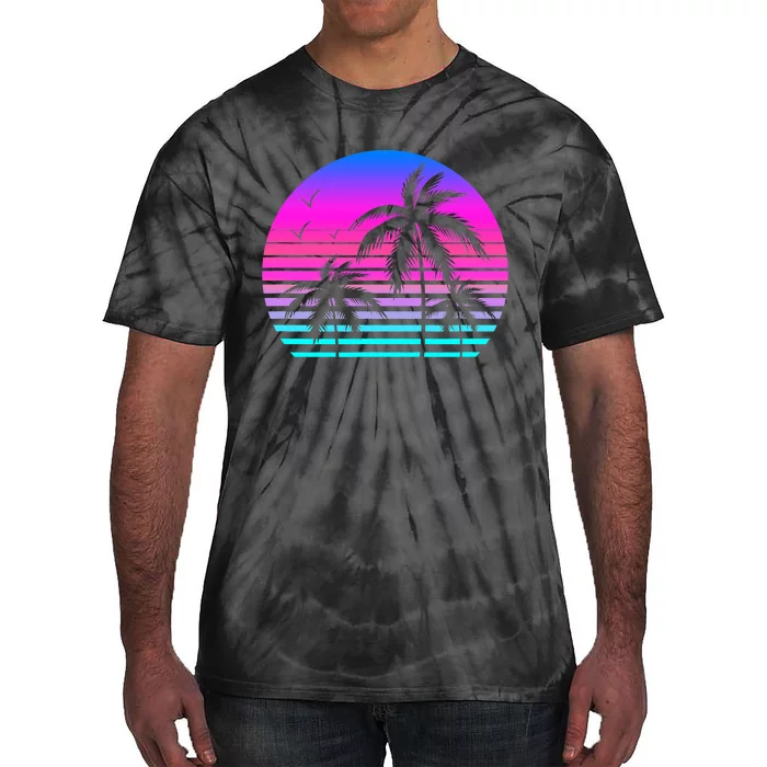 Sunset Palm Tree Cool Summer Vacation Style Vaporwave Tie-Dye T-Shirt