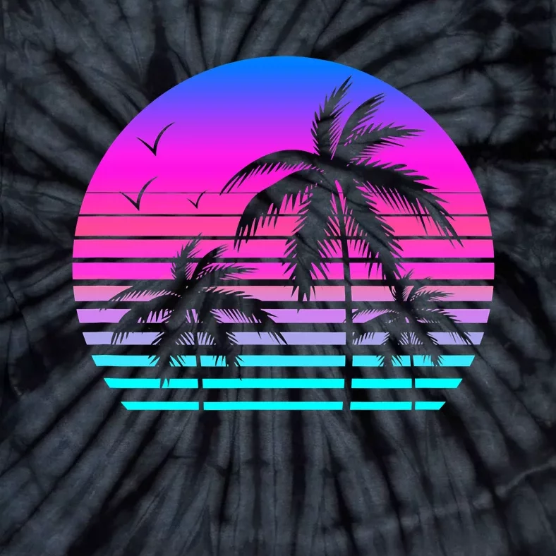 Sunset Palm Tree Cool Summer Vacation Style Vaporwave Tie-Dye T-Shirt