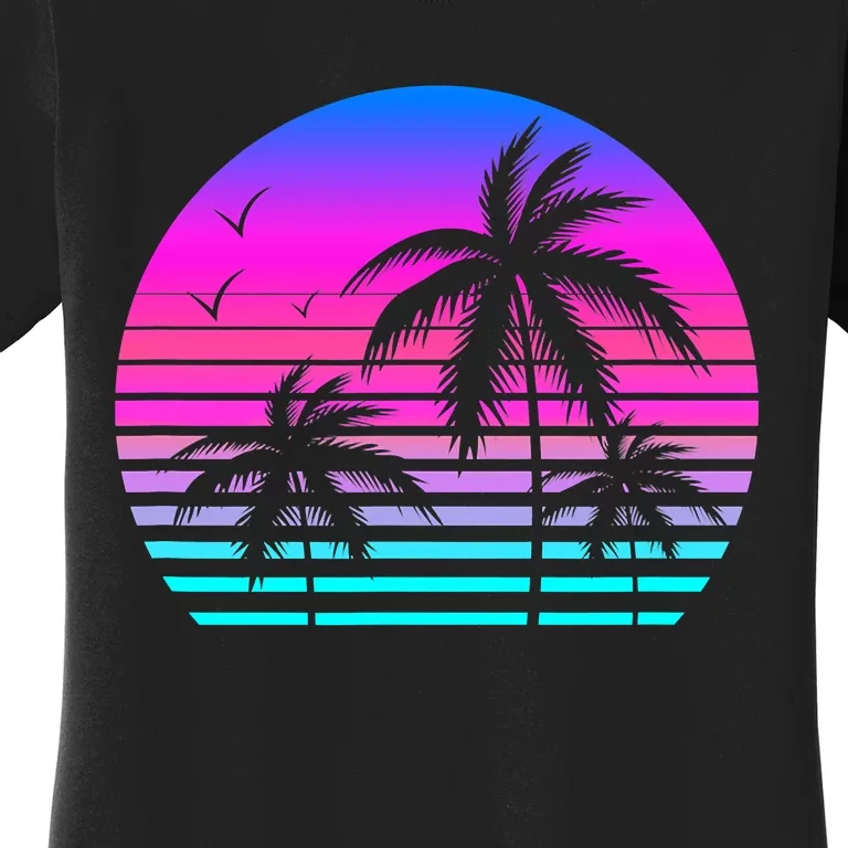 Sunset Palm Tree Cool Summer Vacation Style Vaporwave Women's T-Shirt