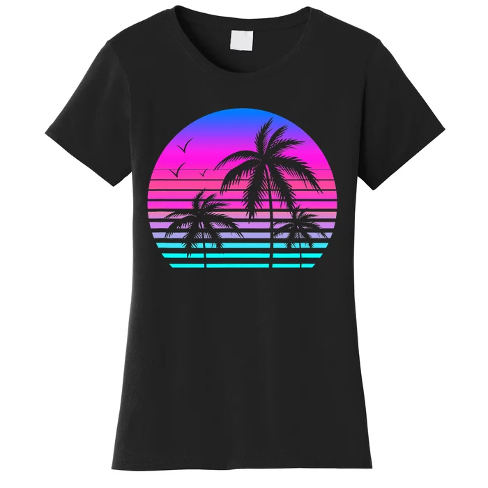 Sunset Palm Tree Cool Summer Vacation Style Vaporwave Women's T-Shirt