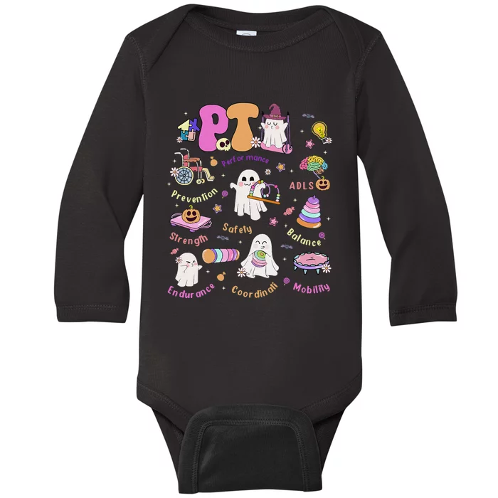 Spooky Physical Therapist Halloween Physical Therapy Month Baby Long Sleeve Bodysuit