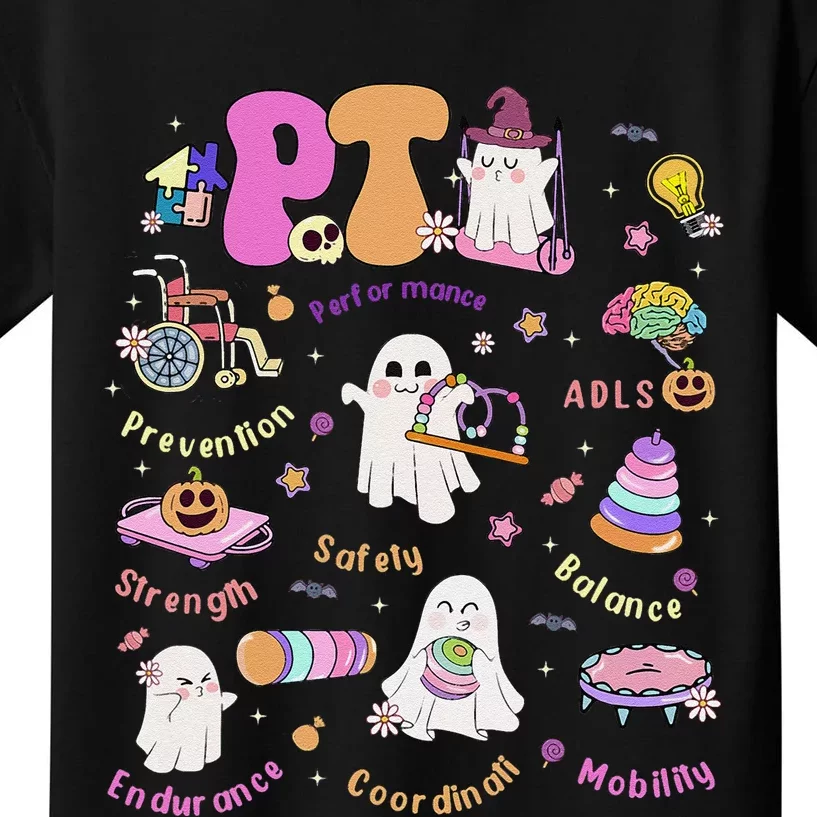 Spooky Physical Therapist Halloween Physical Therapy Month Kids T-Shirt