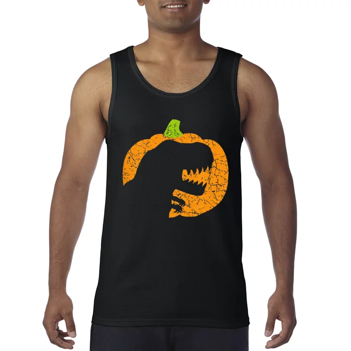 Spooky Pumpkin TRex Dinosaur Halloween Decor Tank Top