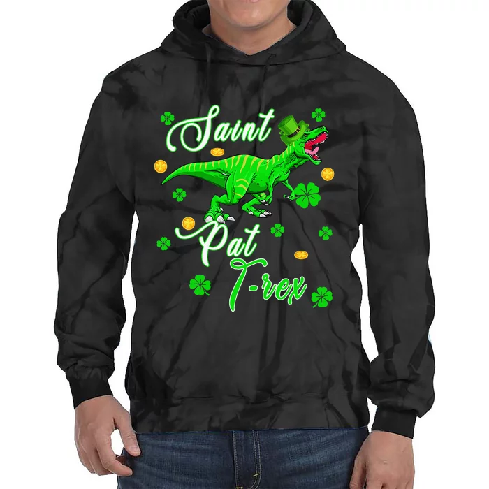 Saint Pat Trex Funny St. Patrick's Day Trex Dinosaur Lover Tie Dye Hoodie