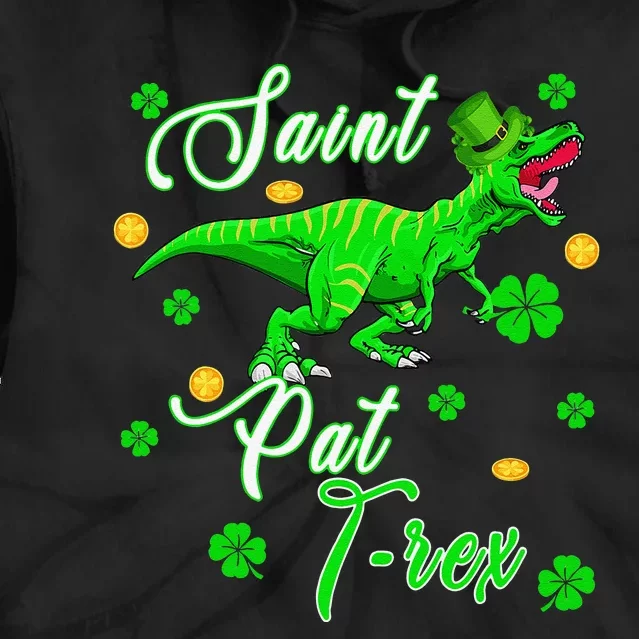 Saint Pat Trex Funny St. Patrick's Day Trex Dinosaur Lover Tie Dye Hoodie