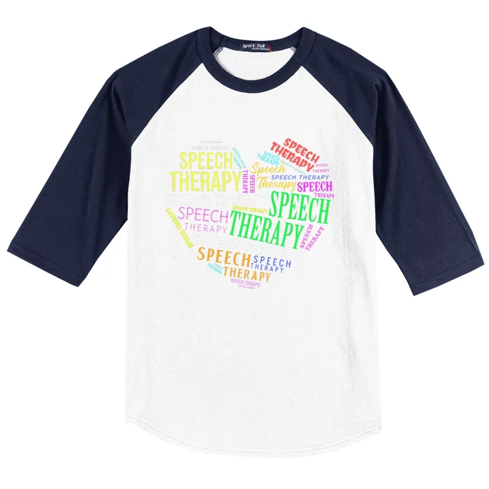 Speech Pathology Therapy Heart Autism Awareness Month Baseball Sleeve Shirt