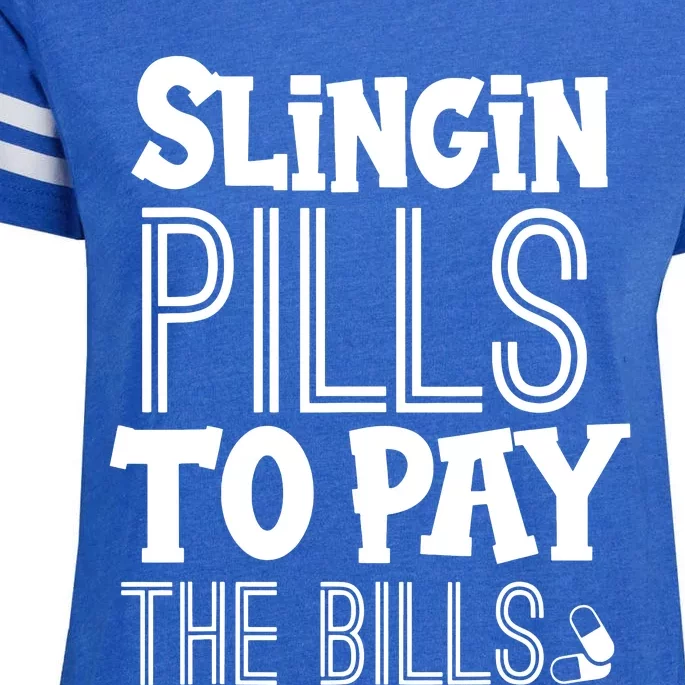 Slinging Pills To Pay Funny Nurse Medical Pharmacy Enza Ladies Jersey Football T-Shirt