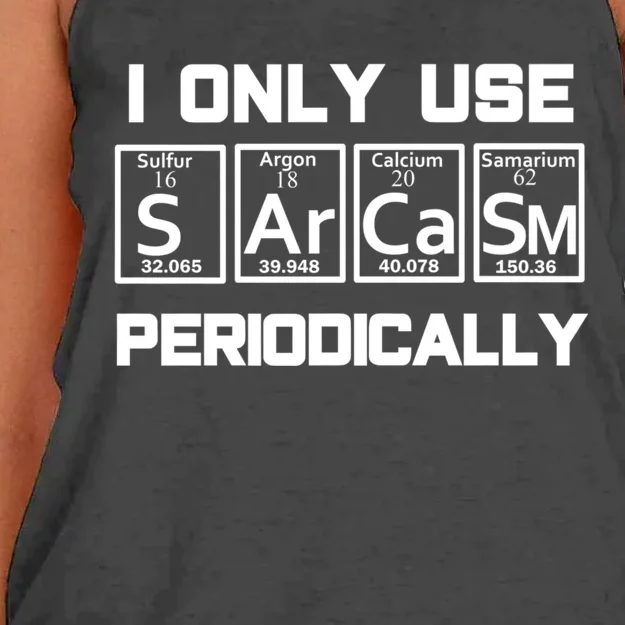 Sarcasm Periodic Table Element Weird Science Joke Gift Women's Knotted Racerback Tank