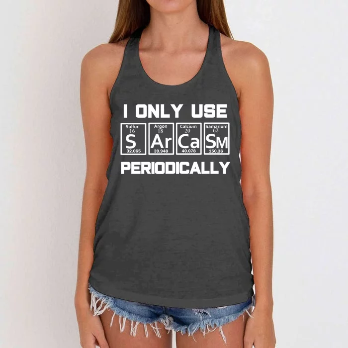 Sarcasm Periodic Table Element Weird Science Joke Gift Women's Knotted Racerback Tank