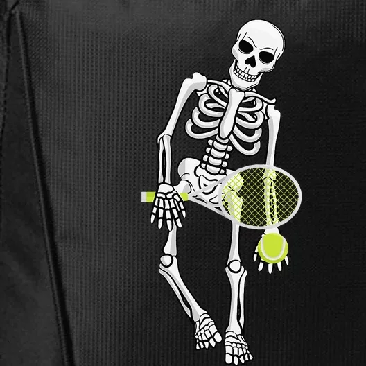 Skeleton Playing Tennis Lazy Halloween Costume Funny Sport City Backpack