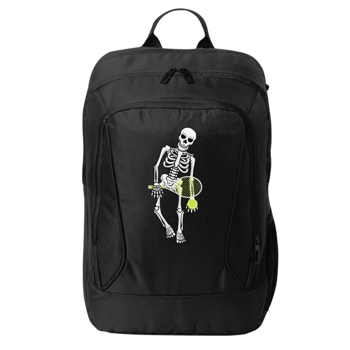 Skeleton Playing Tennis Lazy Halloween Costume Funny Sport City Backpack