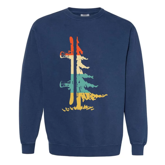 Snowboard Pine Tree Vintage Snowboarder Snowboarding Garment-Dyed Sweatshirt