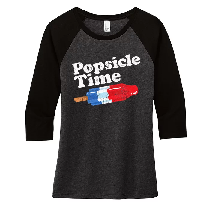 Summer Popsicle Time Funny Bomb Retro 80s Pop Vacation Gift Women's Tri-Blend 3/4-Sleeve Raglan Shirt