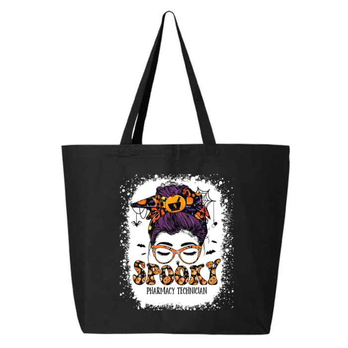 Spooky Pharmacy Tech Bleached Halloween Messy Bun Pharmacist 25L Jumbo Tote