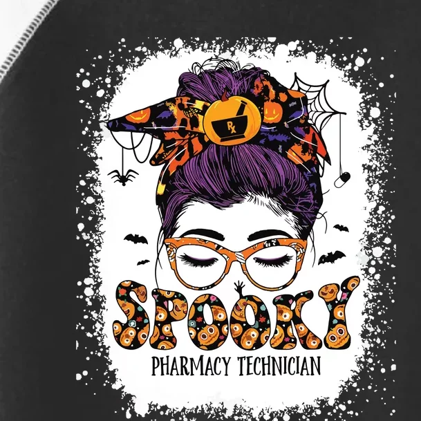 Spooky Pharmacy Tech Bleached Halloween Messy Bun Pharmacist Toddler Fine Jersey T-Shirt