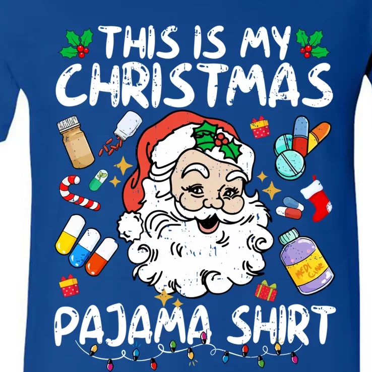 Santa Pharmacy Tech Pharmacist This Is My Christmas Pajama Cute Gift V-Neck T-Shirt