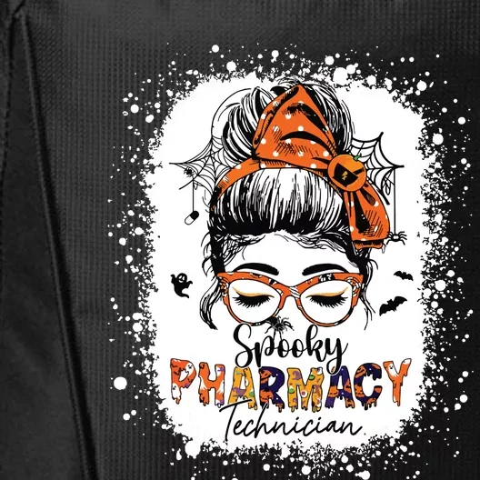 Spooky Pharmacy Tech Women Halloween Messy Bun Pharmacist City Backpack