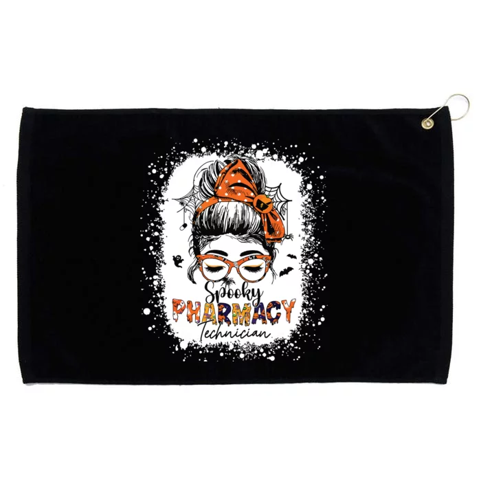 Spooky Pharmacy Tech Women Halloween Messy Bun Pharmacist Grommeted Golf Towel