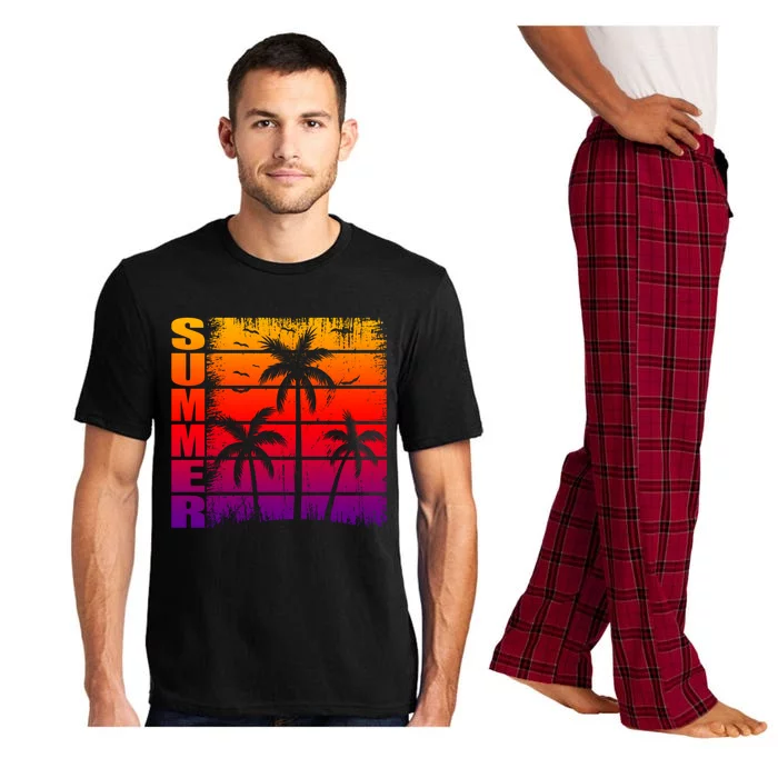 Summer Palm Trees And Sunset Beach Vibes Vacay Vintage Cute Gift Pajama Set