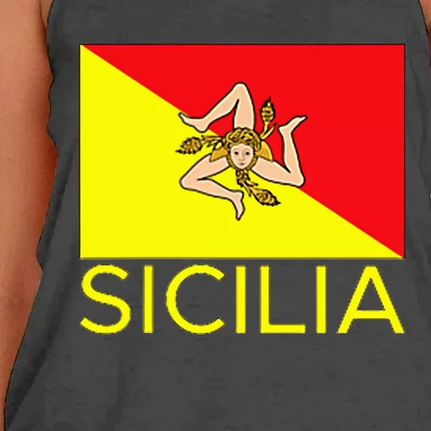 Sicilia Pallermo Triskelion Flag Women's Knotted Racerback Tank