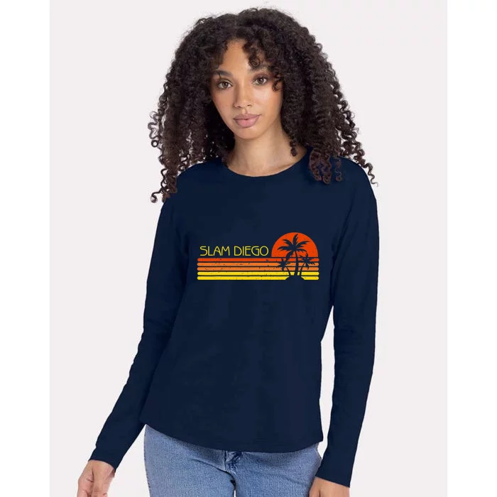 Sunset Palm Tree San Diego Baseball Grand Slam Womens Cotton Relaxed Long Sleeve T-Shirt