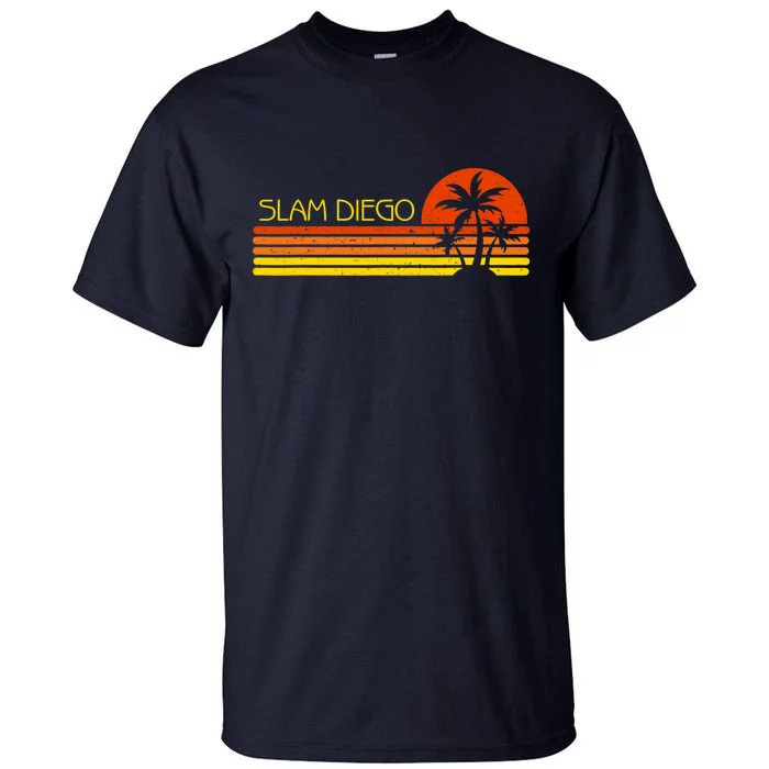 Sunset Palm Tree San Diego Baseball Grand Slam Tall T-Shirt