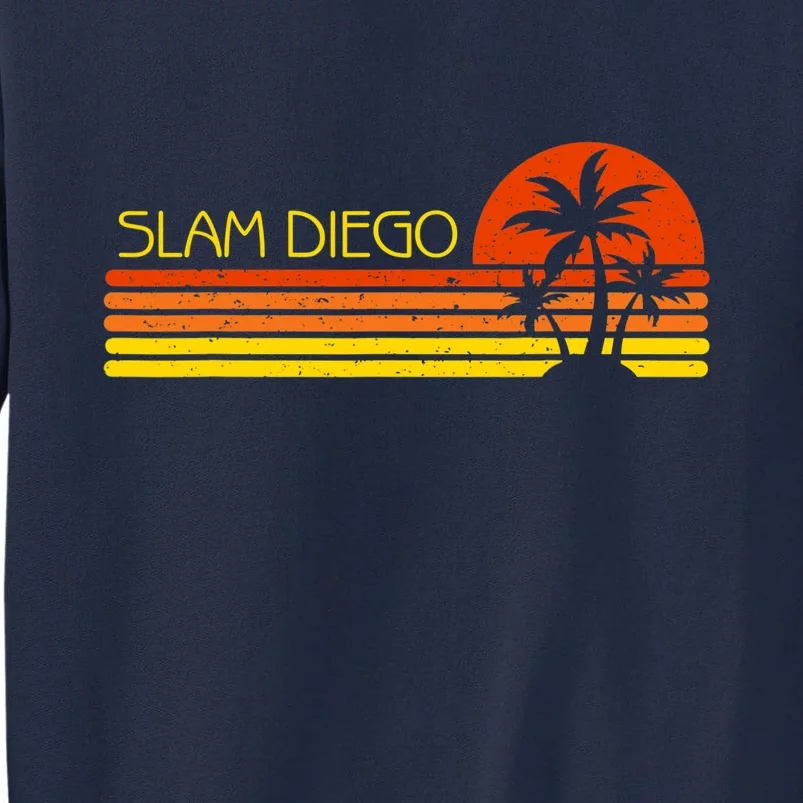 Sunset Palm Tree San Diego Baseball Grand Slam Tall Sweatshirt