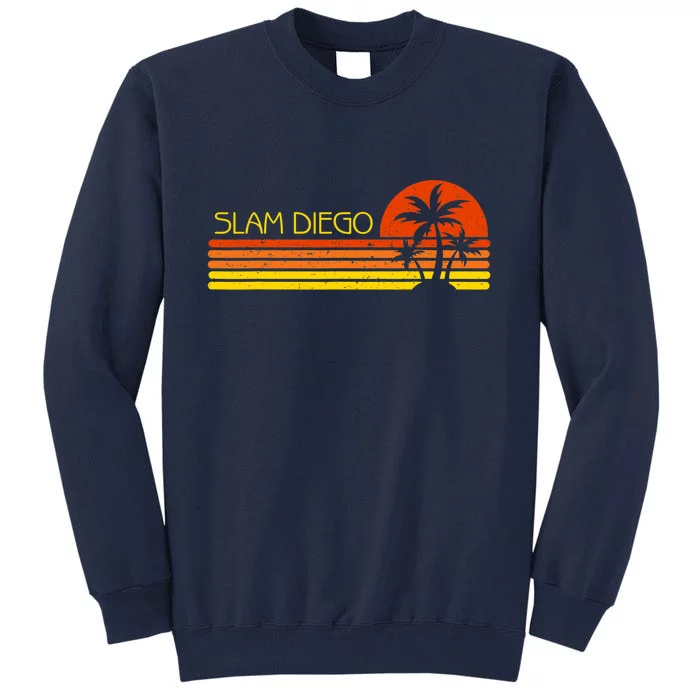 Sunset Palm Tree San Diego Baseball Grand Slam Tall Sweatshirt