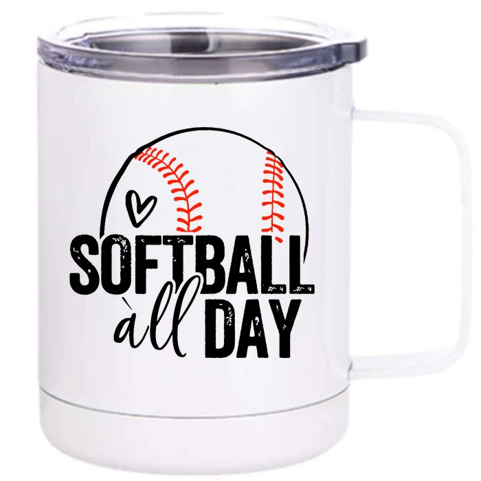 Softball Player Teen Girl Women Softball Lover Front & Back 12oz Stainless Steel Tumbler Cup