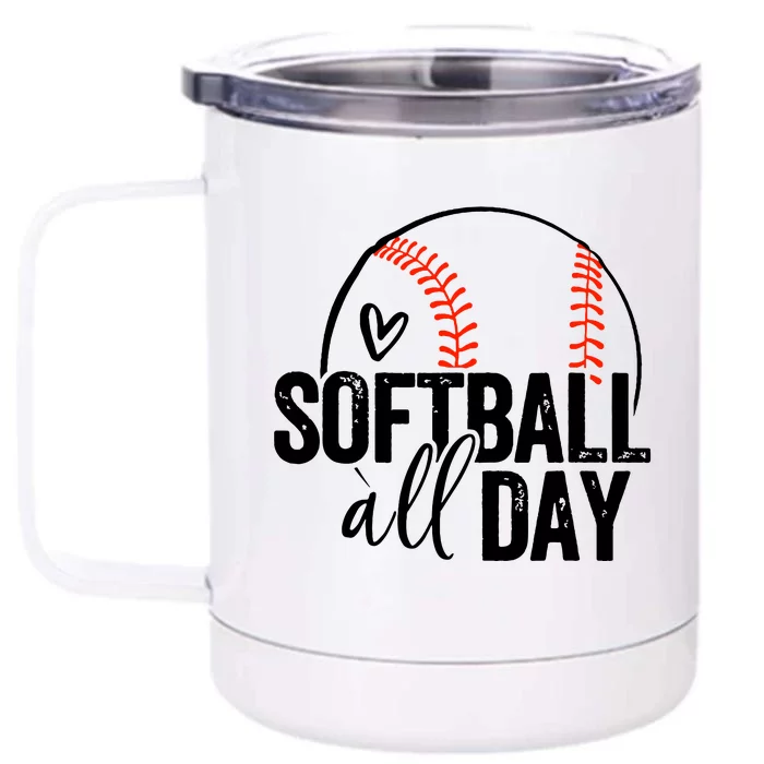 Softball Player Teen Girl Women Softball Lover Front & Back 12oz Stainless Steel Tumbler Cup