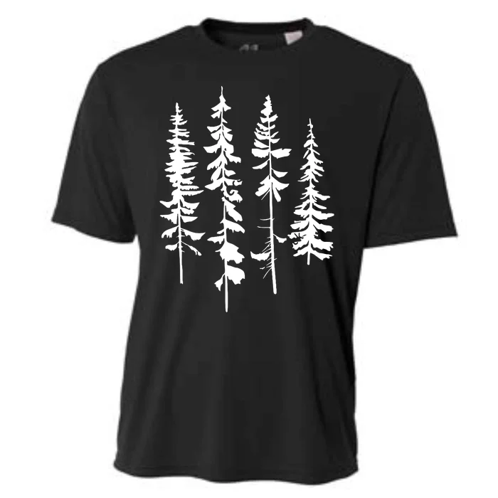 Skinny Pine Trees Pine Tree Graphic For Nature Lover Cooling Performance Crew T-Shirt