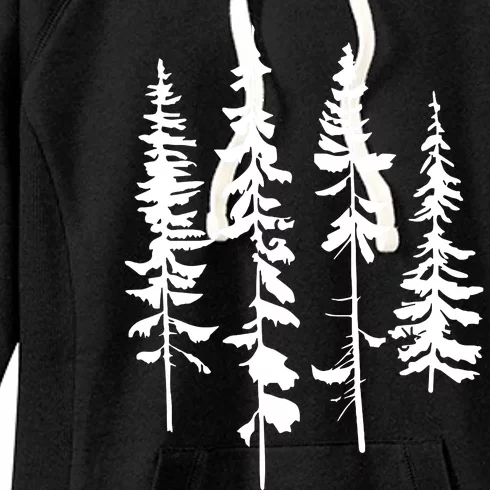 Skinny Pine Trees Pine Tree Graphic For Nature Lover Women's Fleece Hoodie