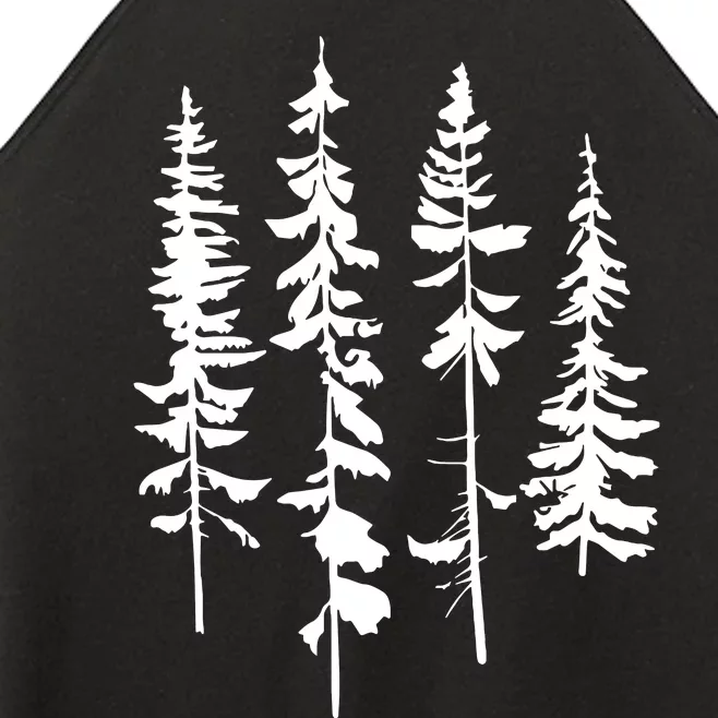 Skinny Pine Trees Pine Tree Graphic For Nature Lover Women’s Perfect Tri Rocker Tank