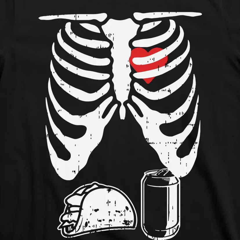 Skeleton Pregnancy Taco Beer Xray Halloween Soon Dad. T-Shirt