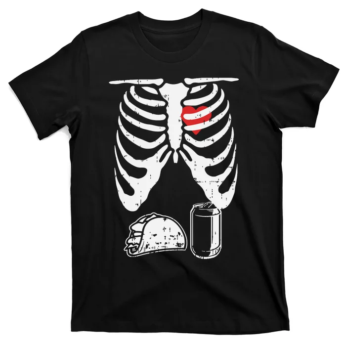 Skeleton Pregnancy Taco Beer Xray Halloween Soon Dad. T-Shirt