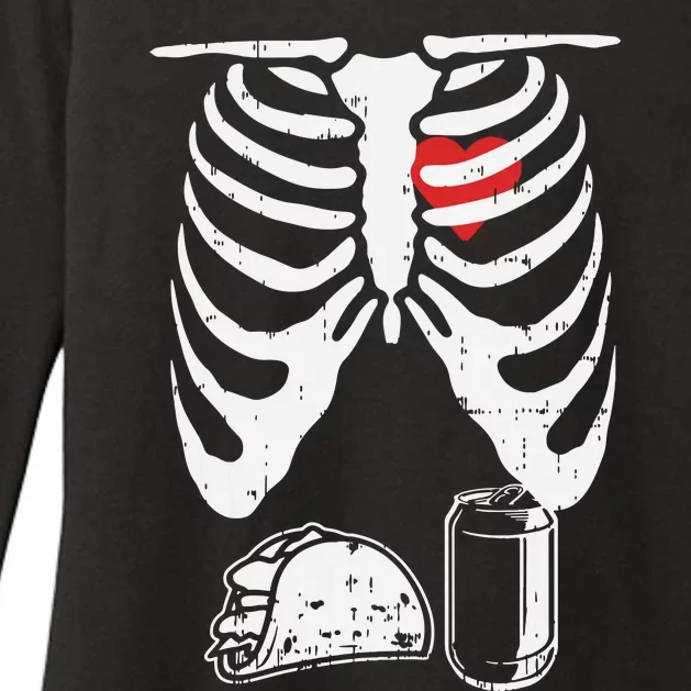 Skeleton Pregnancy Taco Beer Xray Halloween Soon Dad. Womens CVC Long Sleeve Shirt