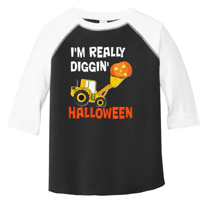 Spooky Pumpkin Tractor Halloween Decor Toddler Fine Jersey T-Shirt