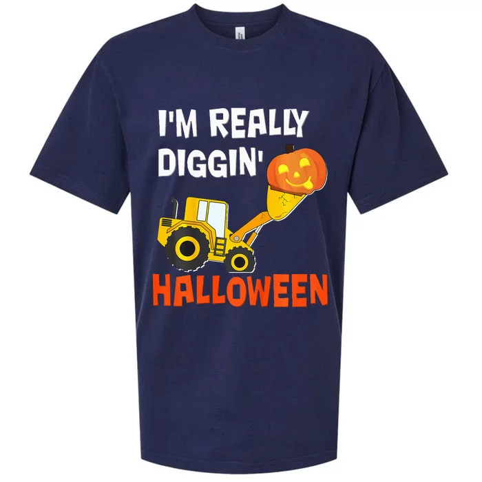 Spooky Pumpkin Tractor Halloween Decor Sueded Cloud Jersey T-Shirt