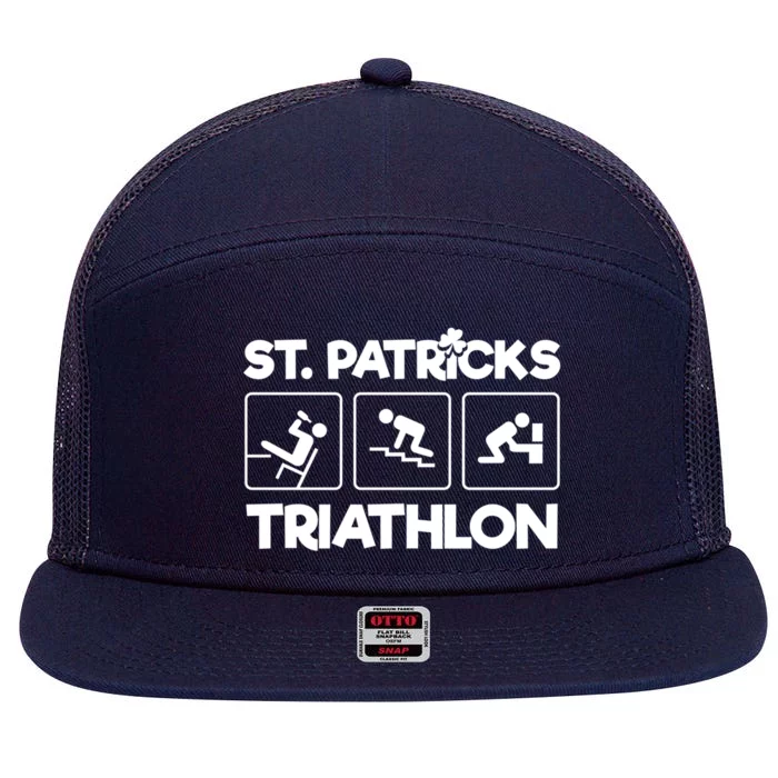 St Patrick's Triathlon Funny St Paddy's Day Ing Drunk Gift 7 Panel Mesh Trucker Snapback Hat