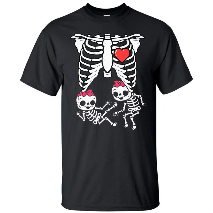 Skeleton Pregnancy Twins XRay Pregnant Halloween Tall T-Shirt